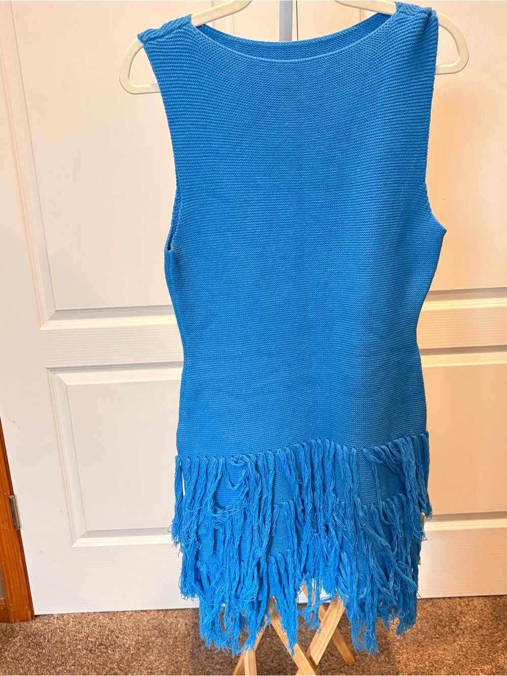 💙 Missguided blue fringe knit mini dress in size Medium!